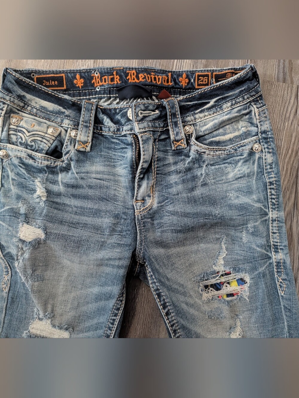 Rock Revival Women’s Distressed Slim Jeans - Washed Blue